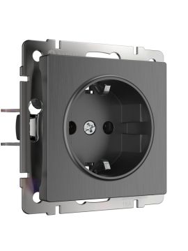 Розетка с заземлением и шторками Werkel графит рифленый W1171104 4690389158636
