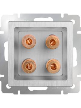 Акустическая розетка Werkel х4 серебряная рифленая WL09-AUDIOx4 4690389085024