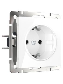 Розетка с заземлением, безвинтовой зажим Werkel белый W1171301 4690389155321