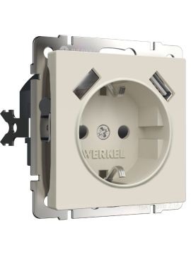 Розетка с заземлением, шторками и USBх2 Werkel 4690389192005 W1171562 a062426