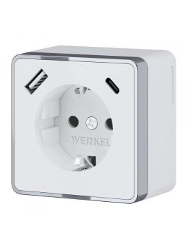 Розетка с заземлением, шторками и USB тип A+C Werkel Gallant W5071706 4690389179624 a057701