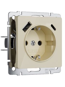 Розетка с заземлением, шторками и USB тип A+C Werkel 4690389197833 W1171743 a064131