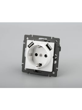 Механизм розетки с USB зарядкой Arlight SCT-MUAA-PL-WH-V (250V, 16A) 049818