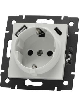 Механизм розетки с быстрой USB зарядкой Arlight SCT-MUAC-PL-WH-V (250V, 16A) 049822