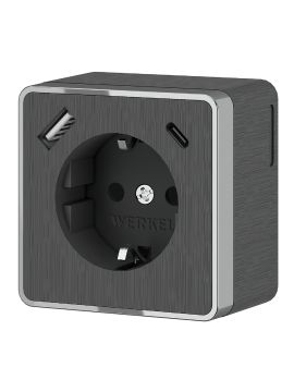 Розетка с заземлением, шторками и USB тип A+C Werkel Gallant W5071704 4690389179617 a057704