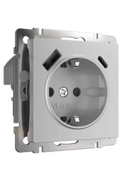 Розетка Werkel с быстрой зарядкой USB Type A+С серебристая W1171706 4690389176432 a056274