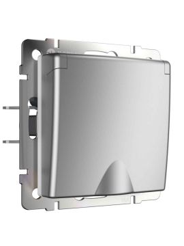 Розетка влагозащищенная Werkel с защит. крышкой и шторками (серебряный) W1171206 4690389156434