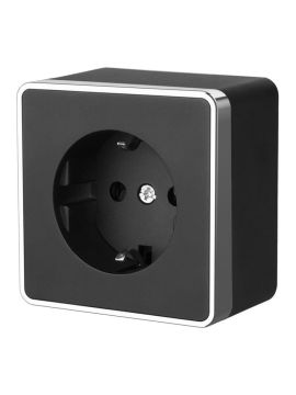 Розетка с заземлением и шторками Werkel Gallant черный/хром W5071135 4690389164576