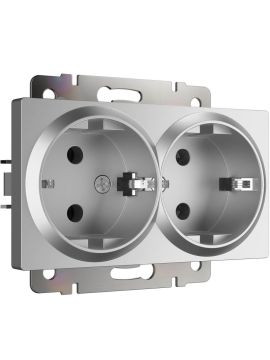 Розетка двойная с заземлением Werkel серебряный W1172006 4690389156465