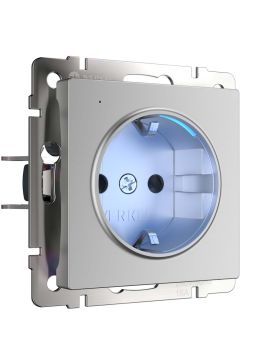 Розетка с заземлением с подветкой Werkel серебряный W1171406 4690389171680