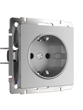 Розетка с заземлением Werkel серебряный W1171006 4690389156410