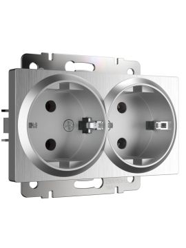 Розетка двойная с заземлением Werkel серебряный рифленый W1172009 4690389159831