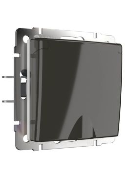 Розетка влагозащищенная с заземлением с защитной крышкой и шторками Werkel серо-коричневый W1171207 4690389161315