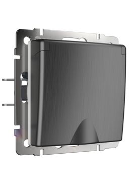 Розетка Werkel влагозащищенная с заземлением с защитой крышкой и шторками графит рифленый W1171204 4690389158643
