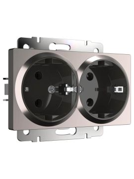 Розетка двойная с заземлением Werkel глянцевый никель WL02-SKG-02-IP20 4690389147067