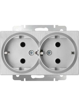 Розетка двойная Werkel серебряный рифленый WL09-SKG-02-IP20 4690389131288