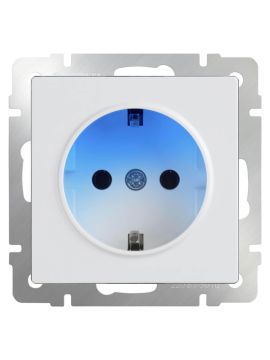 Розетка с заземлением и подсветкой Werkel белая WL01-10-03 4690389128516