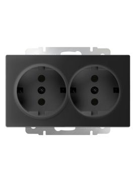 Розетка Werkel двойная с заземлением черный матовый WL08-SKG-02-IP20 4690389117244