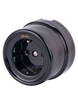 Розетка Werkel с заземлением Retro черная WL18-03-01 4690389100796