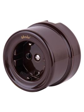 Розетка Werkel с заземлением и шторками Retro коричневая WL18-03-02 4690389100727