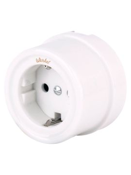 Розетка Werkel с заземлением Retro белая WL18-03-01 4690389100635