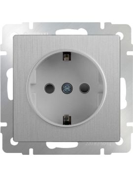 Розетка Werkel с заземлением серебряная рифленая WL09-SKG-01-IP20 4690389085079