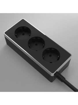 Удлинитель 3-х местный 3м Werkel Gallant черный/хром W6523635 4690389171338