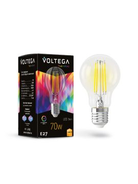 Лампа светодиодная филаментная Voltega E27 6W 3000K груша прозрачная 7217