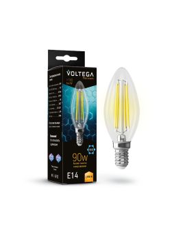 Лампа светодиодная филаментная Voltega E14 6W 2700K свеча прозрачная 7218