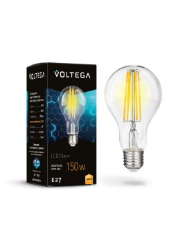 Лампа светодиодная филаментная Voltega E27 12W 3000K груша прозрачная 7226