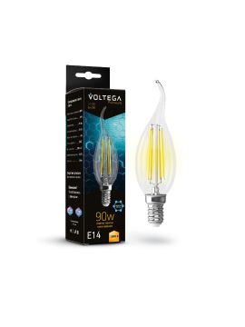 Лампа светодиодная филаментная Voltega E14 6W 3000K свеча на ветру прозрачная 7220
