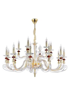 Подвесная люстра Crystal lux CATARINA SP12+6 V2 GOLD/TRANSPARENT-COGNAC