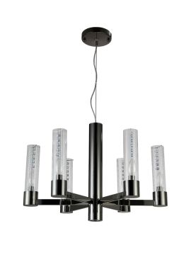 Подвесная люстра Crystal Lux OTONO SP6+1 BLACK CHROMIUM/TRANSPARENTE