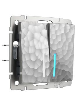 Выключатель Werkel Hammer двухклавишный с подсветкой серебряный W1220106 4690389162367