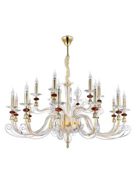 Подвесная люстра Crystal Lux Catarina SP12+6 Gold/Transparent-Cognac